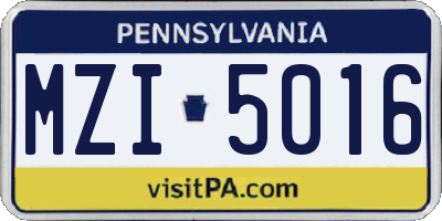 PA license plate MZI5016