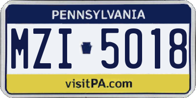 PA license plate MZI5018