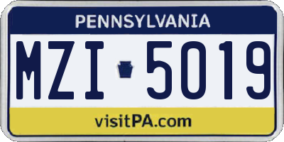 PA license plate MZI5019