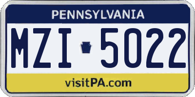 PA license plate MZI5022