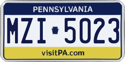 PA license plate MZI5023