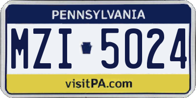 PA license plate MZI5024