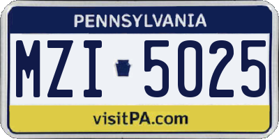 PA license plate MZI5025