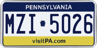 PA license plate MZI5026