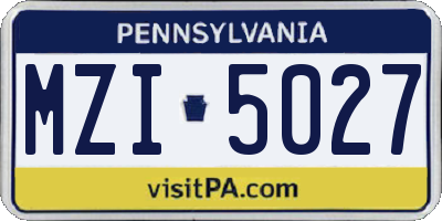 PA license plate MZI5027