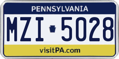 PA license plate MZI5028