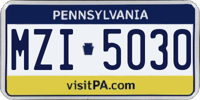 PA license plate MZI5030