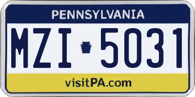 PA license plate MZI5031