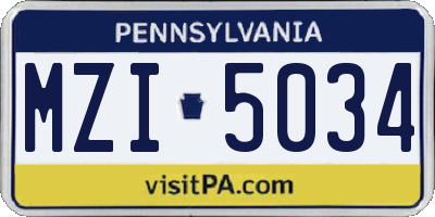 PA license plate MZI5034