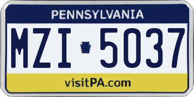 PA license plate MZI5037