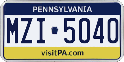 PA license plate MZI5040