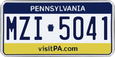 PA license plate MZI5041
