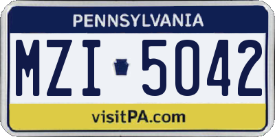 PA license plate MZI5042