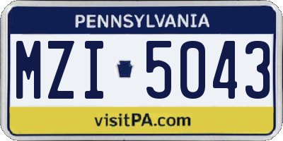 PA license plate MZI5043