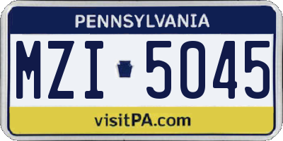 PA license plate MZI5045