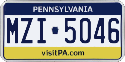 PA license plate MZI5046