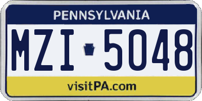 PA license plate MZI5048