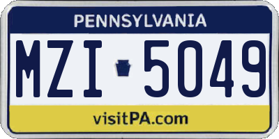 PA license plate MZI5049