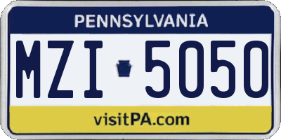 PA license plate MZI5050
