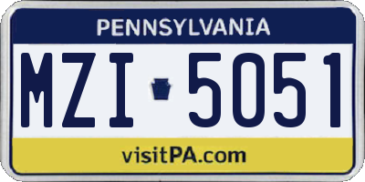PA license plate MZI5051
