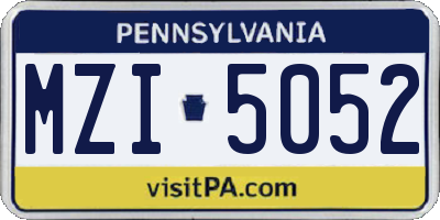 PA license plate MZI5052