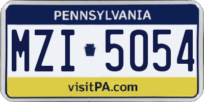 PA license plate MZI5054