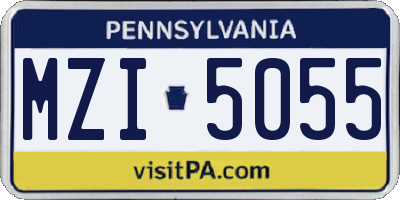 PA license plate MZI5055