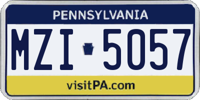 PA license plate MZI5057