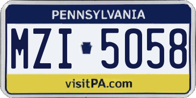 PA license plate MZI5058