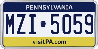 PA license plate MZI5059