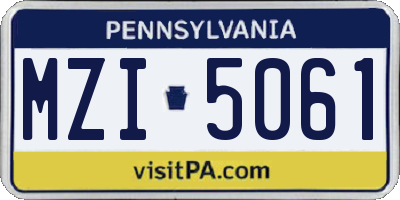 PA license plate MZI5061