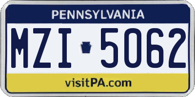 PA license plate MZI5062