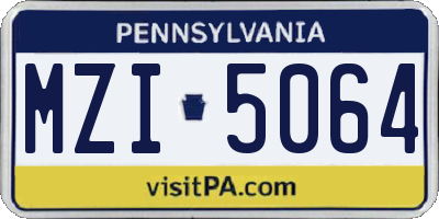 PA license plate MZI5064