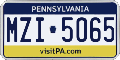 PA license plate MZI5065