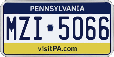 PA license plate MZI5066