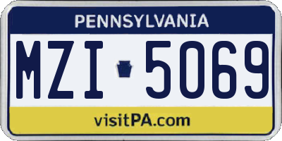 PA license plate MZI5069