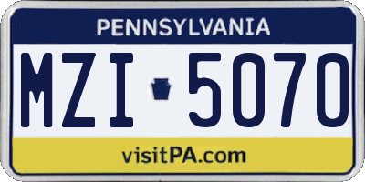 PA license plate MZI5070