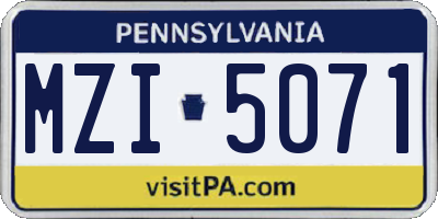 PA license plate MZI5071