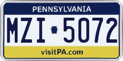 PA license plate MZI5072