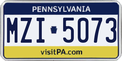 PA license plate MZI5073