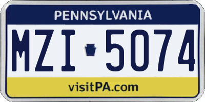 PA license plate MZI5074