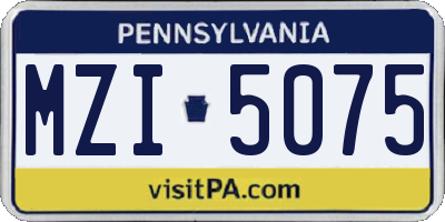 PA license plate MZI5075
