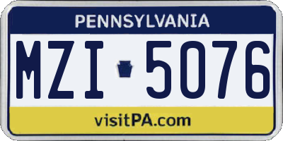 PA license plate MZI5076