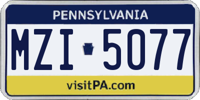 PA license plate MZI5077