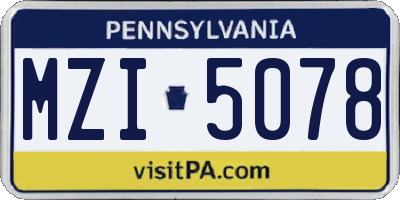 PA license plate MZI5078