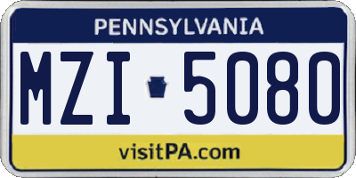PA license plate MZI5080