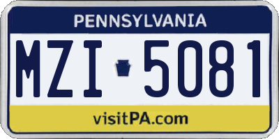 PA license plate MZI5081