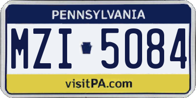 PA license plate MZI5084