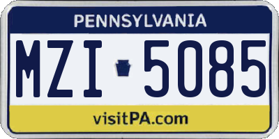 PA license plate MZI5085