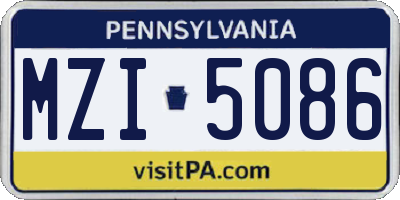PA license plate MZI5086
